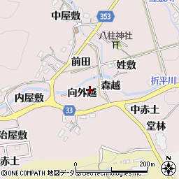 愛知県豊田市折平町向外越周辺の地図