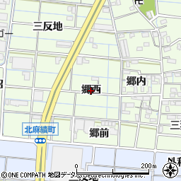 愛知県稲沢市北麻績町（郷西）周辺の地図