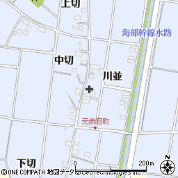 愛知県愛西市元赤目町川並周辺の地図