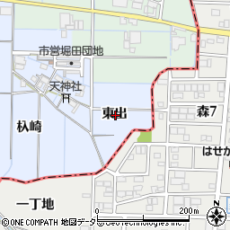 愛知県稲沢市堀田町東出周辺の地図