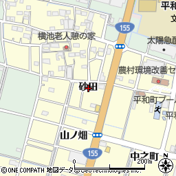 愛知県稲沢市平和町横池砂田周辺の地図