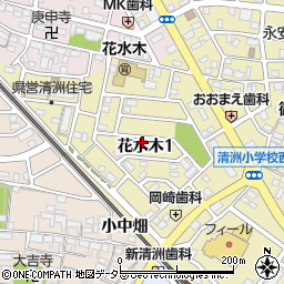 愛知県清須市花水木周辺の地図