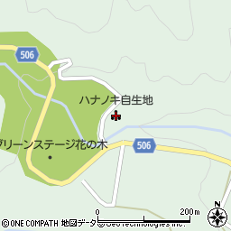 川宇連ハナノキ自生地周辺の地図