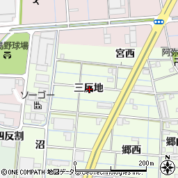 愛知県稲沢市北麻績町三反地周辺の地図
