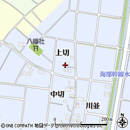愛知県愛西市元赤目町上切周辺の地図