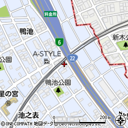 愛知県清須市阿原鴨池周辺の地図