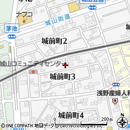 愛知県尾張旭市城前町周辺の地図