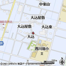 愛知県愛西市西川端町大込周辺の地図