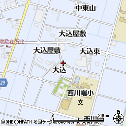愛知県愛西市西川端町（大込）周辺の地図