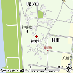 愛知県愛西市高畑町村中周辺の地図