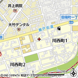 愛知県瀬戸市川西町1丁目107周辺の地図