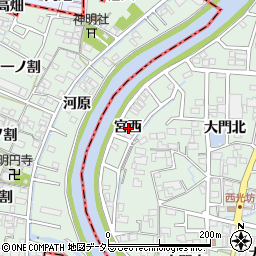 愛知県稲沢市平和町西光坊宮西周辺の地図