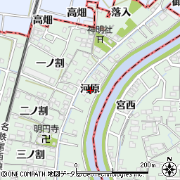 愛知県愛西市渕高町河原周辺の地図