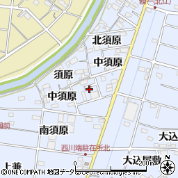 愛知県愛西市西川端町中須原周辺の地図