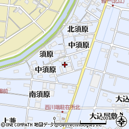 愛知県愛西市西川端町（中須原）周辺の地図