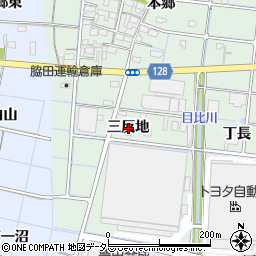 愛知県稲沢市野崎町三反地周辺の地図