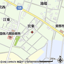愛知県愛西市江西町宮東周辺の地図