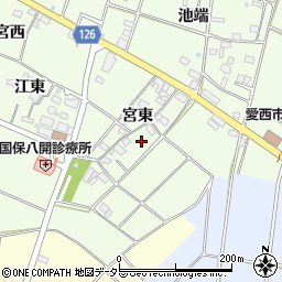 愛知県愛西市江西町（宮東）周辺の地図