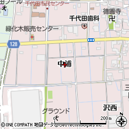 愛知県稲沢市福島町中浦周辺の地図