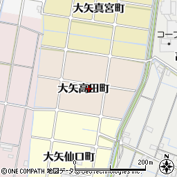 愛知県稲沢市大矢高田町周辺の地図