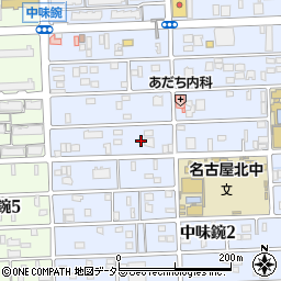 愛知県名古屋市北区中味鋺3丁目128周辺の地図