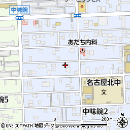 愛知県名古屋市北区中味鋺3丁目115周辺の地図