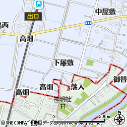 愛知県稲沢市祖父江町三丸渕下屋敷周辺の地図