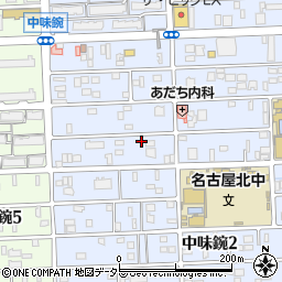愛知県名古屋市北区中味鋺3丁目114周辺の地図