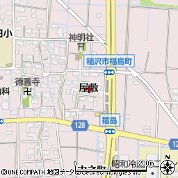 愛知県稲沢市福島町屋敷周辺の地図
