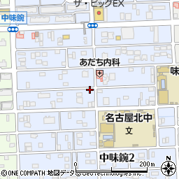 愛知県名古屋市北区中味鋺3丁目119周辺の地図