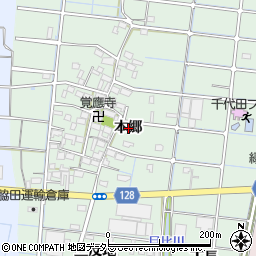 愛知県稲沢市野崎町本郷周辺の地図