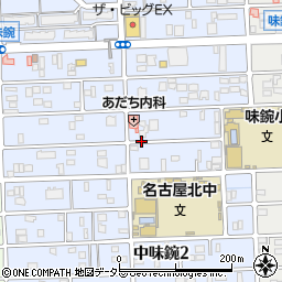 愛知県名古屋市北区中味鋺3丁目周辺の地図