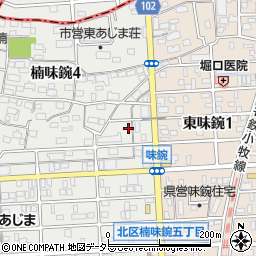 愛知県名古屋市北区楠味鋺4丁目1604-2周辺の地図