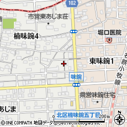 愛知県名古屋市北区楠味鋺4丁目1604-3周辺の地図