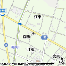 愛知県愛西市江西町（宮西）周辺の地図
