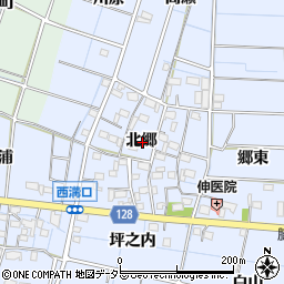 愛知県稲沢市西溝口町北郷周辺の地図