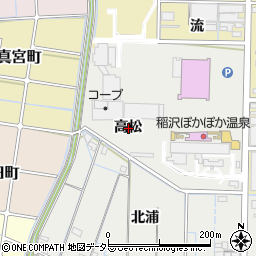 愛知県稲沢市大矢町高松周辺の地図