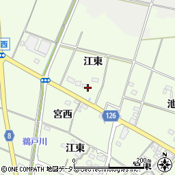 愛知県愛西市江西町江東周辺の地図