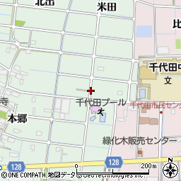 愛知県稲沢市野崎町（手ケ島）周辺の地図
