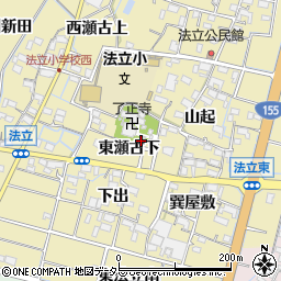 愛知県稲沢市平和町法立（東瀬古下）周辺の地図
