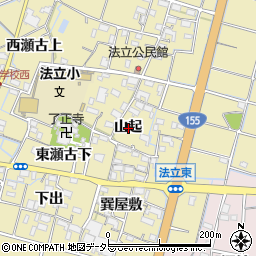 愛知県稲沢市平和町法立山起周辺の地図