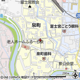 静岡県富士宮市泉町周辺の地図