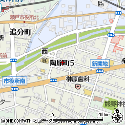 愛知県瀬戸市陶原町5丁目周辺の地図