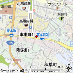 愛知県瀬戸市東本町周辺の地図
