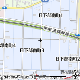 愛知県稲沢市日下部南町周辺の地図