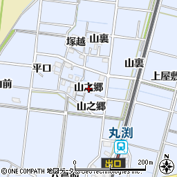 愛知県稲沢市祖父江町三丸渕山之郷周辺の地図
