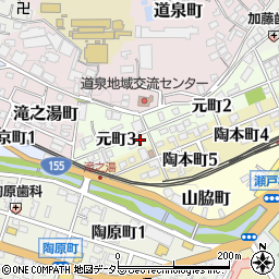 愛知県瀬戸市元町3丁目2周辺の地図