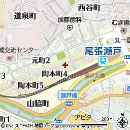 愛知県瀬戸市陶本町周辺の地図