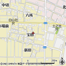 愛知県稲沢市北島町宝田周辺の地図