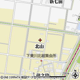 愛知県愛西市下東川町（北山）周辺の地図